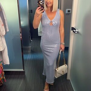 Blue Sequin Midi Dress